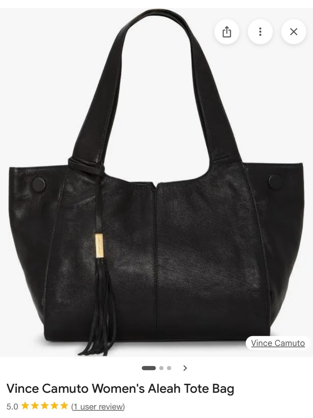 Vince Camuto Black Aleah Tassel Leather Tote